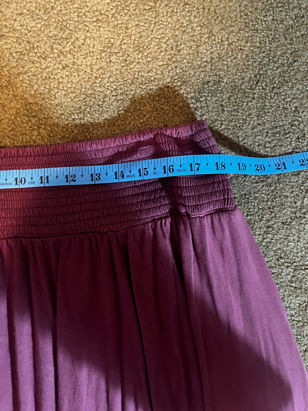 Women's Wine-Purple Maxi Skirt with Smocked Waist - Picture 2 of 3